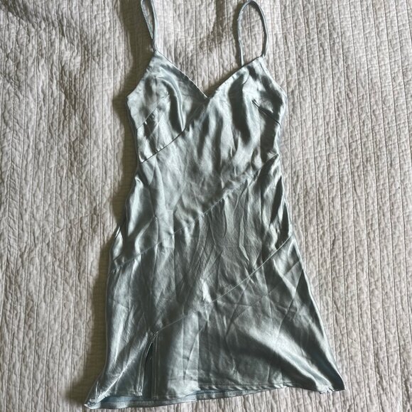 Princess Polly Baby Blue Mini Satin Dress - Picture 2 of 2